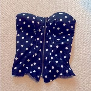 Rue21 Black & White Polka Dot Tube Top SZ M